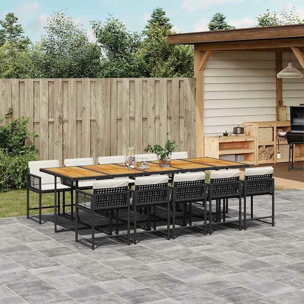 VidaXL - 11 Fős Kerti Étkezőgarnitúra - Polyrattan - Fekete