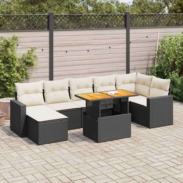 VidaXL Polyrattan Kerti Ülőgarnitúra - 8 részes - Fekete