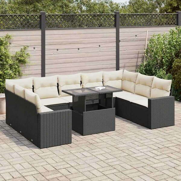 VidaXL Polyrattan Kerti Ülőgarnitúra - 10 részes - Fekete