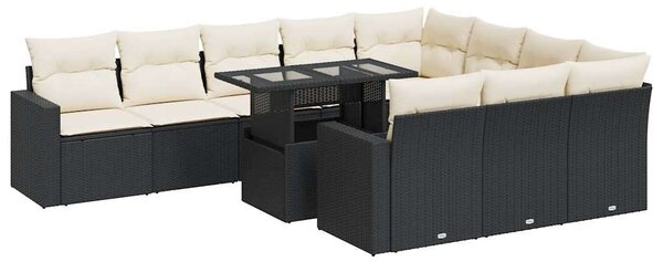 VidaXL Polyrattan Kerti Ülőgarnitúra - 11 részes - Fekete