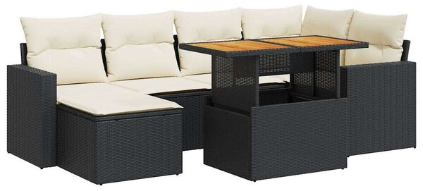 VidaXL Polyrattan Kerti Ülőgarnitúra - 7 részes - Fekete