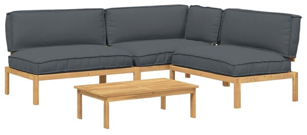VidaXL Kanapé Szett párnával Egyszínű 4 pcs Antracit Tömör Akácfa
