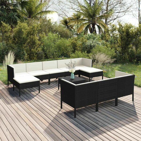 VidaXL Polyrattan Kerti Ülőgarnitúra - 8 részes - Fekete