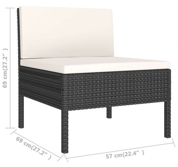 VidaXL Polyrattan Kerti Ülőgarnitúra - 8 részes - Fekete