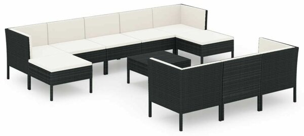 VidaXL Polyrattan Kerti Ülőgarnitúra - 8 részes - Fekete