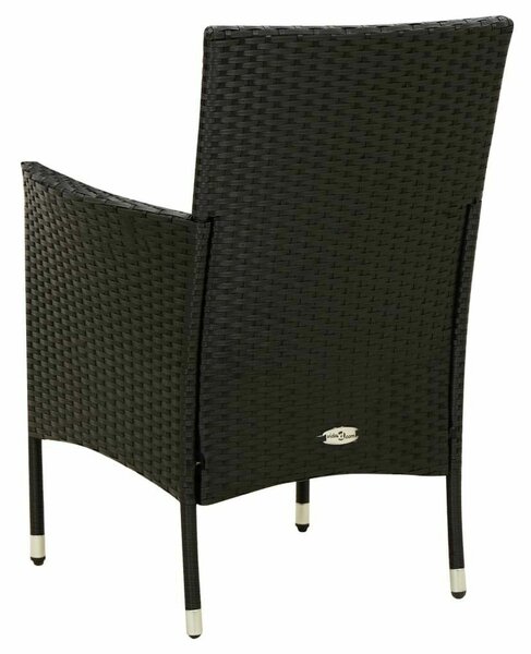 Polyrattan Kültéri Étkezőszett - 7 részes - Fekete - 190x90cm