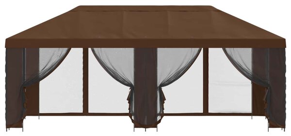 VidaXL Oldalfalas pavilon 6 x 3 m Barna Poliészter és acél 190