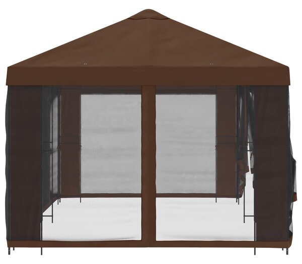 VidaXL Oldalfalas pavilon 6 x 3 m Barna Poliészter és acél 190