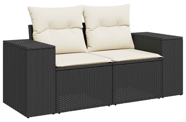 VidaXL Kanapé Szett 7 pcs Fekete és krémfehér Poli rattan és acél