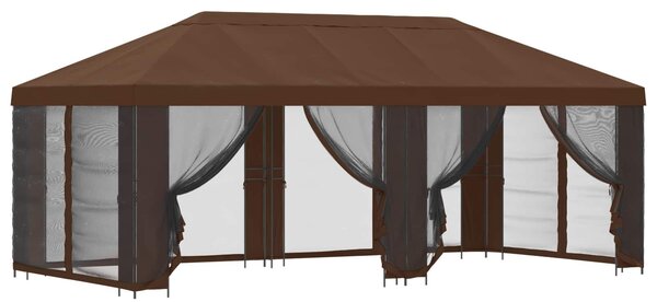 VidaXL Oldalfalas pavilon 6 x 3 m Barna Poliészter és acél 190