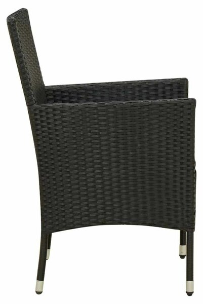 Polyrattan Kültéri Étkezőszett - 7 részes - Fekete - 190x90cm