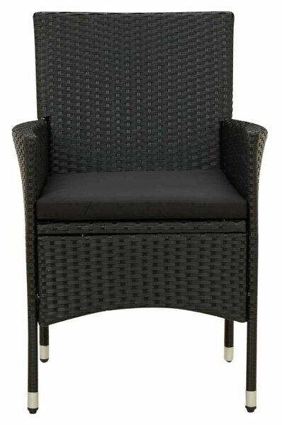Polyrattan Kültéri Étkezőszett - 7 részes - Fekete - 190x90cm