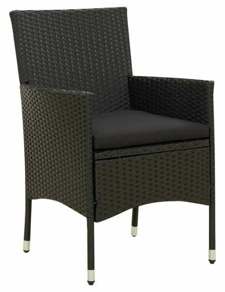 Polyrattan Kültéri Étkezőszett - 7 részes - Fekete - 190x90cm