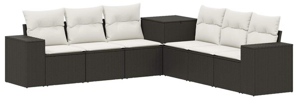 VidaXL Kanapé Szett 7 pcs Fekete és krémfehér Poli rattan és acél