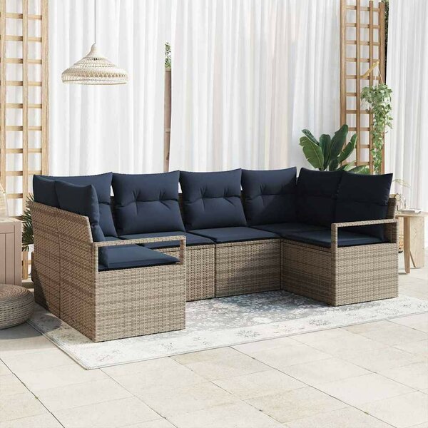 Kanapé Szett párnával 6 pcs Szürke Poly Rattan