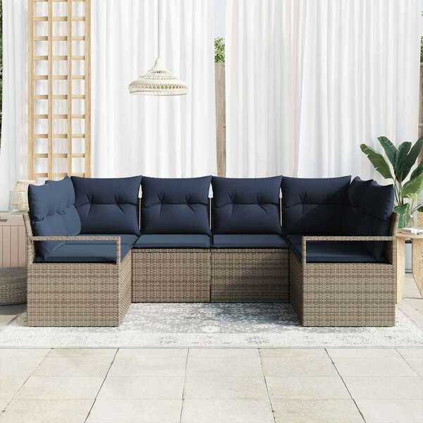 Kanapé Szett párnával 6 pcs Szürke Poly Rattan