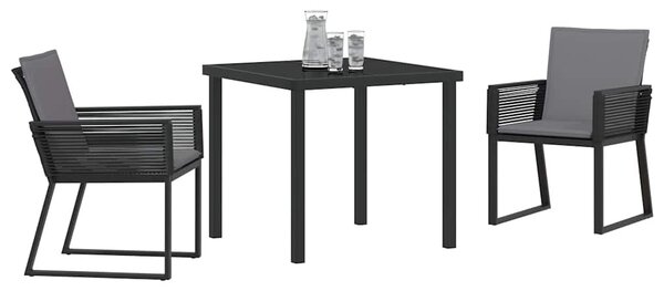 Kert étkező szett 3 pcs Fekete Porszórt acél