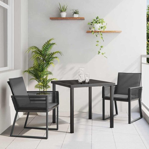 Kert étkező szett 3 pcs Fekete Porszórt acél