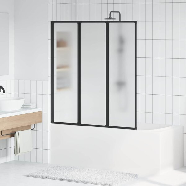 VidaXL Összecsukható zuhanyfal Fekete és Teljes Jég 132 x 2 x 140 cm