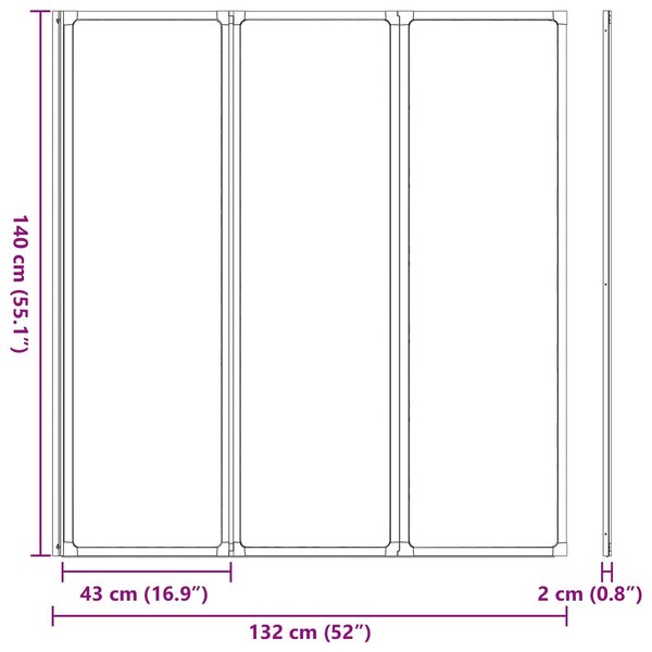 VidaXL Összecsukható zuhanyfal Fekete és Teljes Jég 132 x 2 x 140 cm