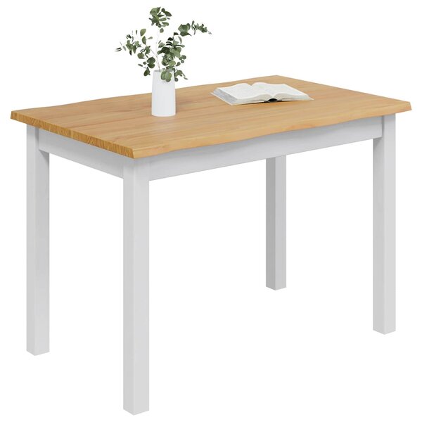 VidaXL Étkezőasztal EKAI Fehér 112 x 70 x 76,5 cm Tömör Fenyőfa