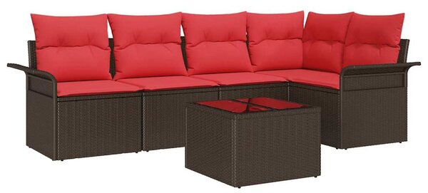 Kerti Kanapé Szett tárolóval 6 pcs Barna polirattan