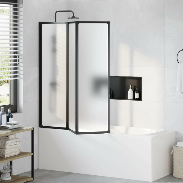 VidaXL Összecsukható zuhanyfal Fekete és Teljes Jég 132 x 2 x 140 cm