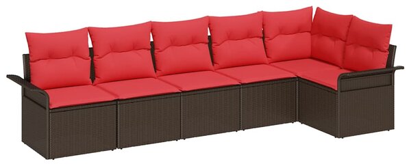 Kerti Kanapé Szett tárolóval 6 pcs Barna polirattan
