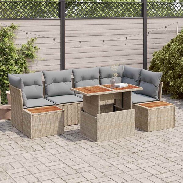 Kerti Kanapé Szett tárolóval 10 pcs Bézs Poli rattan