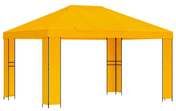 VidaXL Pavilon 4 × 3 m Sárga Poliészter és acél 190 gsm