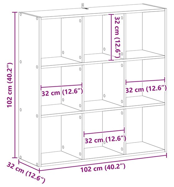 VidaXL Könyvszekrény Fekete Tölgy 102 x 32 x 102 cm