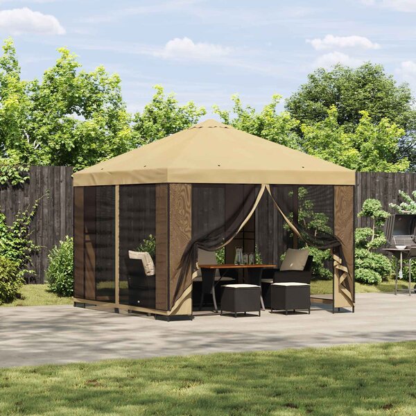 VidaXL Pavilon 3 x 3 m Krémszínű Poliészter és acél 190 gsm
