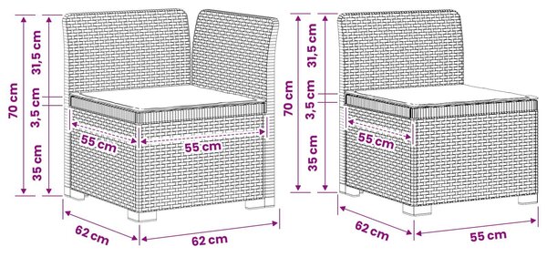 VidaXL 4-Fős Kerti Kanapé Párnákkal Rattan Hatással PP Világosszürke