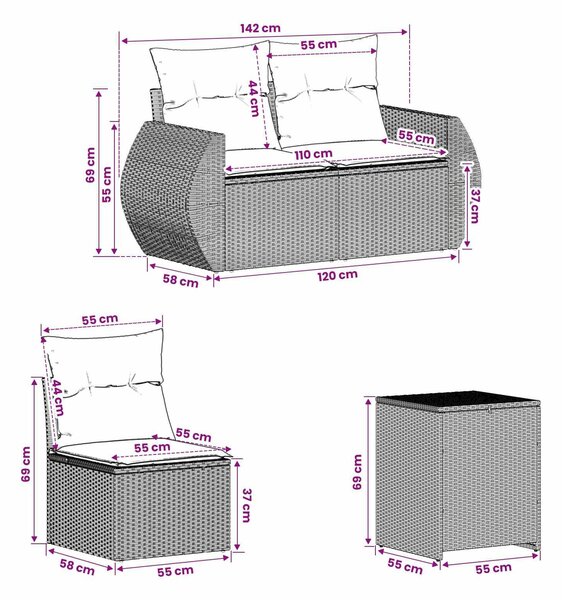 VidaXL Kanapé Szett 7 pcs Világosszürke és Sötétszürke