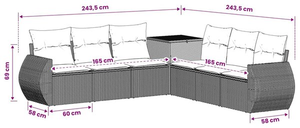 VidaXL Kanapé Szett 7 pcs Világosszürke és Sötétszürke