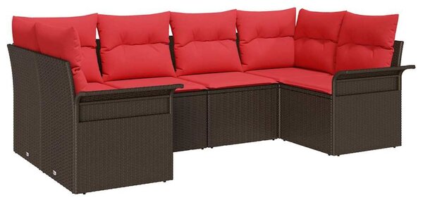 Kerti Kanapé Szett párnával 6 pcs Barna polirattan