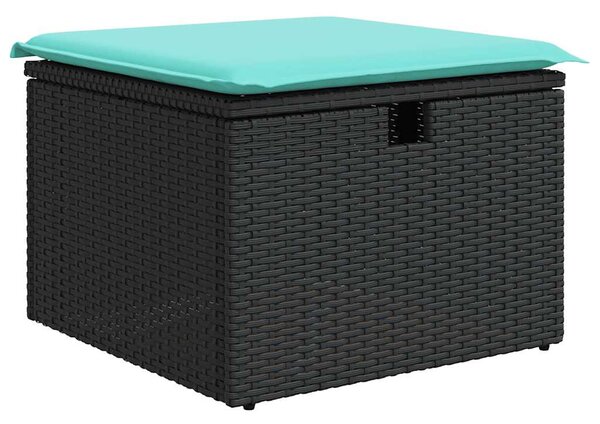 7 részes fekete polyrattan kerti ülőgarnitúra párnával