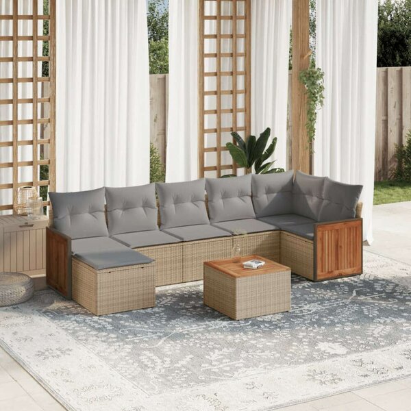 VidaXL Polyrattan Kerti Ülőgarnitúra - 8 részes - Bézs