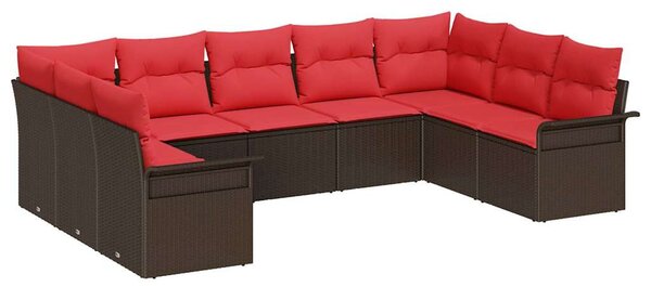 Kerti Kanapé Szett tárolóval 9 pcs Bézs polirattan