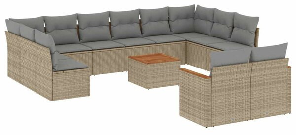 VidaXL Polyrattan Kerti Ülőgarnitúra - 13 részes - Bézs