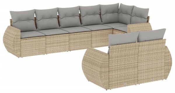 VidaXL Polyrattan Kerti Ülőgarnitúra - 8 részes - Bézs