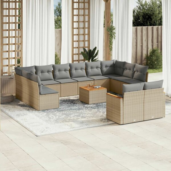 VidaXL Polyrattan Kerti Ülőgarnitúra - 13 részes - Bézs