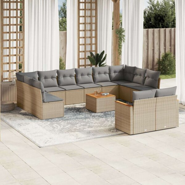 VidaXL Polyrattan Kerti Ülőgarnitúra - 13 részes - Bézs