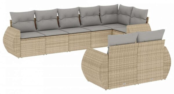 VidaXL Polyrattan Kerti Ülőgarnitúra - 8 részes - Bézs