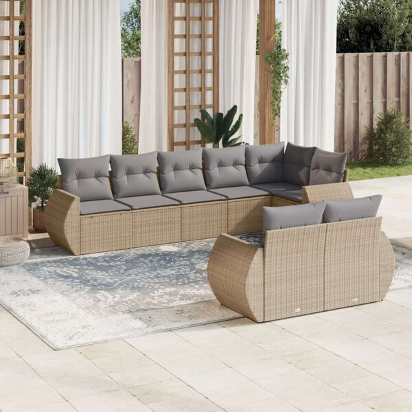 VidaXL Polyrattan Kerti Ülőgarnitúra - 8 részes - Bézs