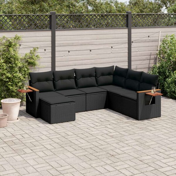 VidaXL Polyrattan Kerti Ülőgarnitúra - 7 részes - Fekete