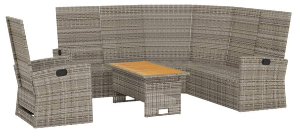 3 részes szürke polyrattan kerti ülőgarnitúra párnákkal