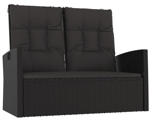 4 részes fekete polyrattan kerti ülőgarnitúra párnákkal