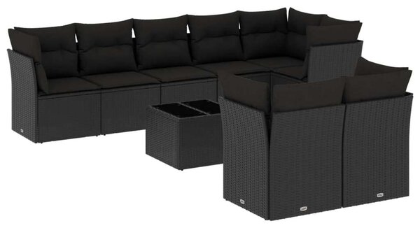 VidaXL Polyrattan Kerti Ülőgarnitúra - 9 részes - Fekete