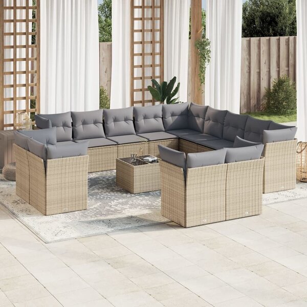 VidaXL Polyrattan Kerti Ülőgarnitúra - 14 részes - Bézs